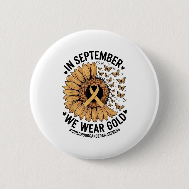 Childhood Cancer Awareness Ribbon With Butterflie  2 Inch Round Button (Front)