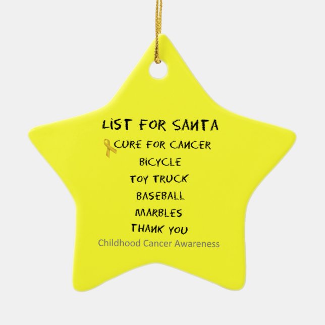 Childhood Cancer Awareness Santa List Boys Ceramic Ornament (Front)