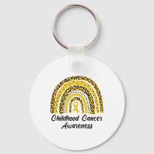 Childhood Cancer Awareness Shirt Rainbow Leopard R Keychain