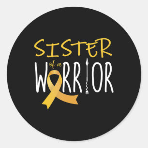 Childhood Cancer Awareness Sister Of A Warrior Classic Round Sticker