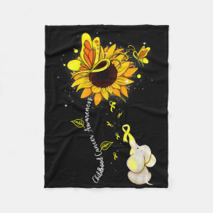 Childhood Cancer Awareness Sunflower Elephant Men  Fleece Blanket