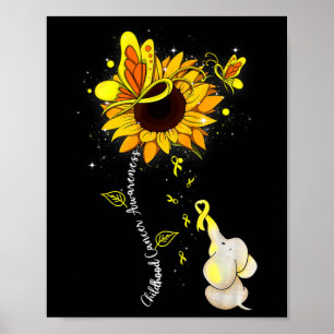 Childhood Cancer Awareness Sunflower Elephant Men Poster
