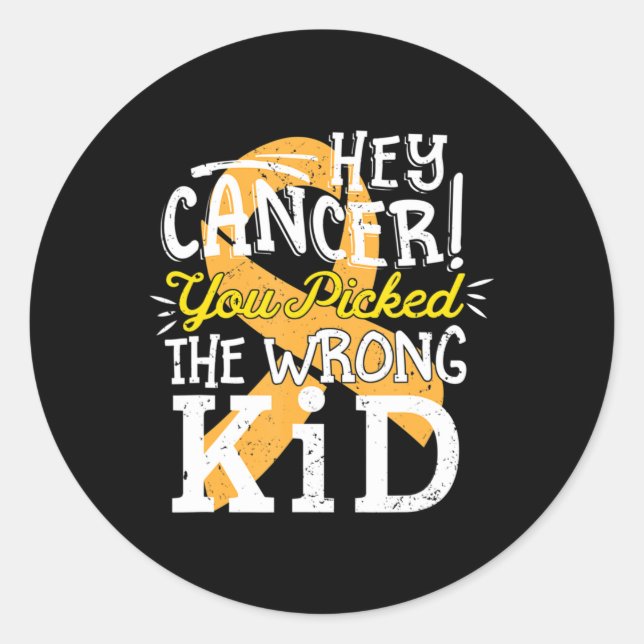 Childhood Cancer  Awareness Survivor Wrong Kid Sup Classic Round Sticker (Front)