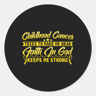 Childhood Cancer Awareness Tee God keeps me strong Classic Round Sticker