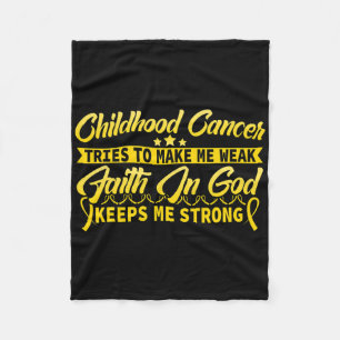 Childhood Cancer Awareness Tee God Keeps Me Strong Fleece Blanket