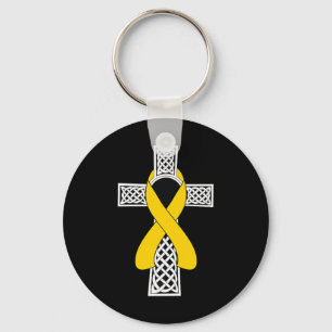 Childhood Cancer Awareness Tee Gold Ribbon Celtic  Keychain