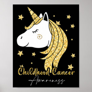Childhood Cancer Awareness Unicorn Ribbon Twinkle  Poster