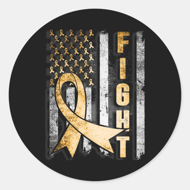 Childhood Cancer Awareness Warrior US Flag  Classic Round Sticker (Front)