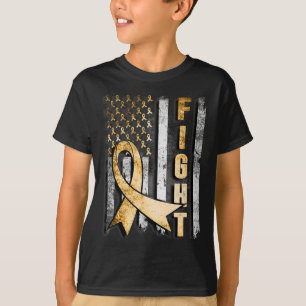 Childhood Cancer Awareness Warrior US Flag  T-Shirt