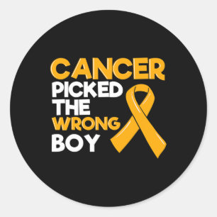 Childhood Cancer Boy Ribbon Tumour Pediatrician Ch Classic Round Sticker