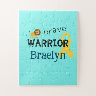 childhood cancer.brave warrior.Custom name Puzzle