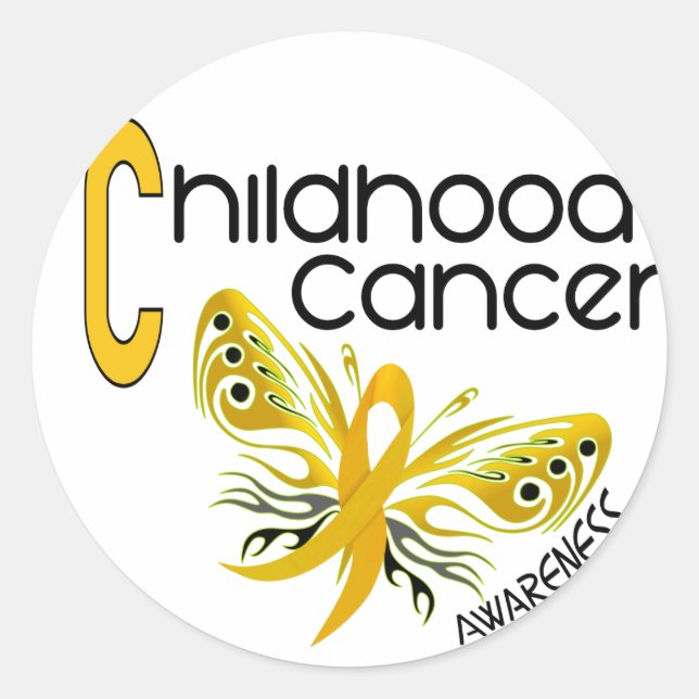 Childhood Cancer BUTTERFLY 3.1 Classic Round Sticker (Front)