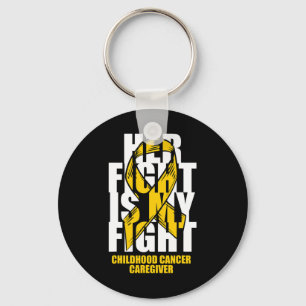 Childhood Cancer Caregiver Month Gold Ribbon Her F Keychain