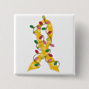 Childhood Cancer Christmas Lights Ribbon 2 Inch Square Button
