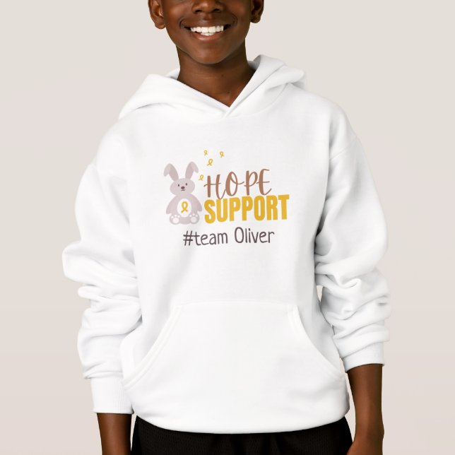 childhood cancer. Custom #team name Kids Hoodie (Front)