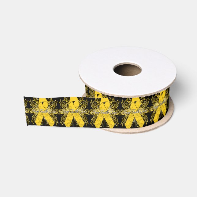 Childhood Cancer Flourish Hope Faith Cure Grosgrain Ribbon (Spool)