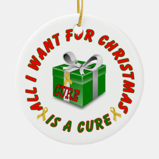 Childhood Cancer Gold Awareness Ribbon Christmas Ceramic Ornament