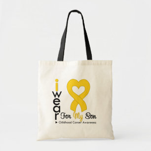 Childhood Cancer Gold Heart Ribbon For My Son Tote Bag