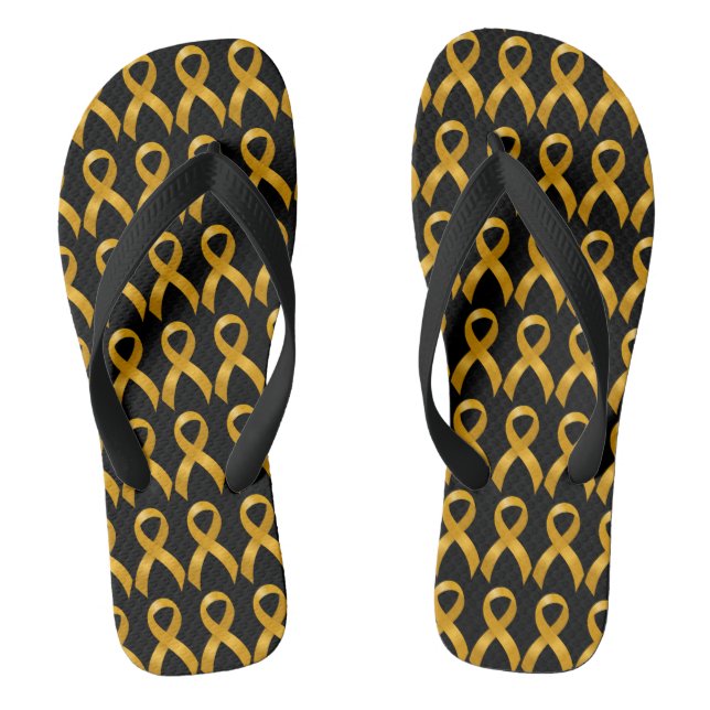 Childhood Cancer Gold Ribbon Flip Flops (Footbed)