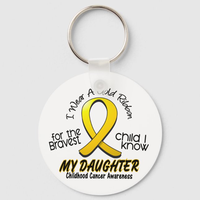 Childhood Cancer Gold Ribbon For My Daughter Keychain (Front)