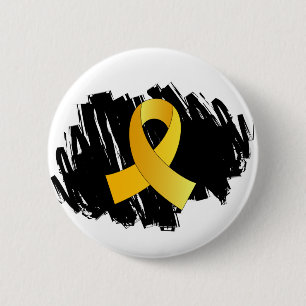 Childhood Cancer Gold Ribbon With Scribble 2 Inch Round Button