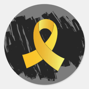 Childhood Cancer Gold Ribbon With Scribble Classic Round Sticker