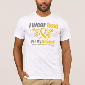 CHILDHOOD CANCER Gold Tribal Ribbon Nephew T-Shirt