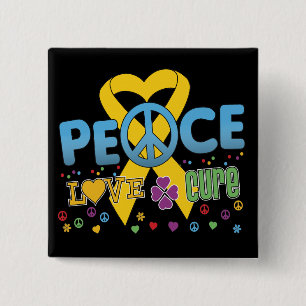 Childhood Cancer Groovy Peace Love Cure 2 Inch Square Button