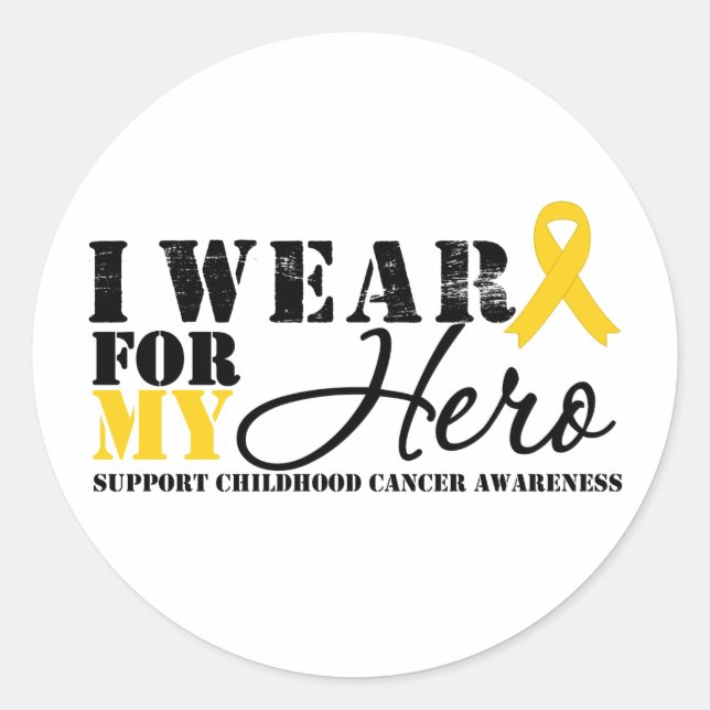 Childhood Cancer Hero Ribbon Classic Round Sticker (Front)