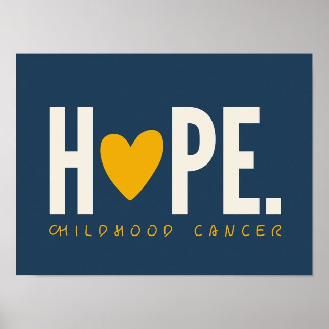 childhood cancer HOPE heart Poster Prints Sign (Front)