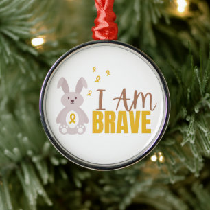 childhood cancer. I am brave. Holiday Ornament 