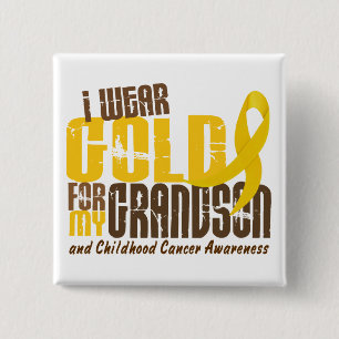 Childhood Cancer I WEAR GOLD FOR MY GRANDSON 6.3 2 Inch Square Button