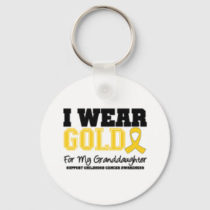 Childhood Cancer I Wear Gold Ribbon Granddaughter Keychain