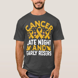 Childhood Cancer Late Night and Early Rises Yello T-Shirt