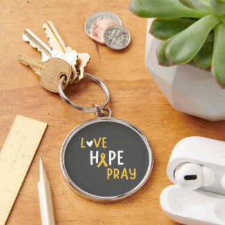 childhood cancer.love.hope.pray. Keychains