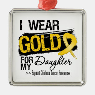Childhood Cancer Ribbon For My Daughter Metal Ornament