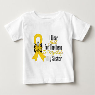 Childhood Cancer Ribbon My Hero My Sister Baby T-Shirt