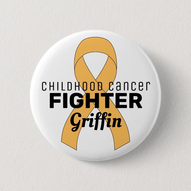 Childhood Cancer Ribbon White Button (Front)