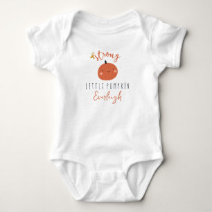 childhood cancer strong little pumpkin Custom Name Baby Bodysuit