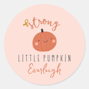 childhood cancer strong little pumpkin Custom name Classic Round Sticker