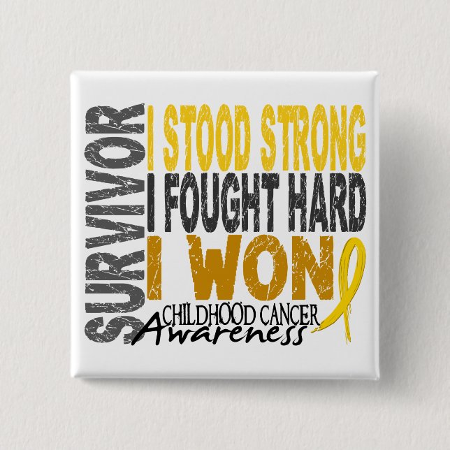 Childhood Cancer Survivor 4 2 Inch Square Button (Front)