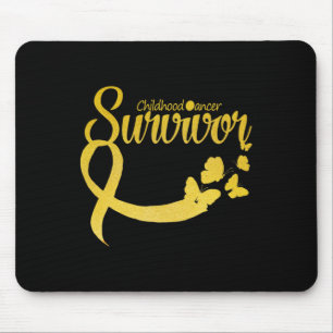 Childhood Cancer Survivor Ribbon Butterfly Awarene Mouse Pad