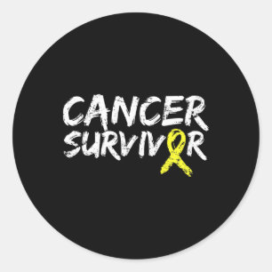 Childhood Cancer Survivor Yellow Ribbon Awareness  Classic Round Sticker