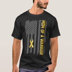 Childhood Cancer Usa Flag Mom Of A Warrior Childho T-Shirt