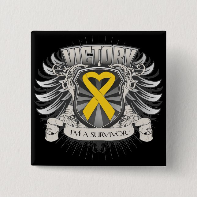 Childhood Cancer Victory 2 Inch Square Button (Front)