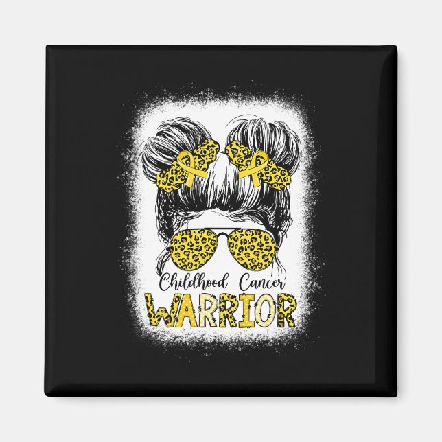 Childhood Cancer Warrior Bleached Gold Messy Bun L Magnet (Front)