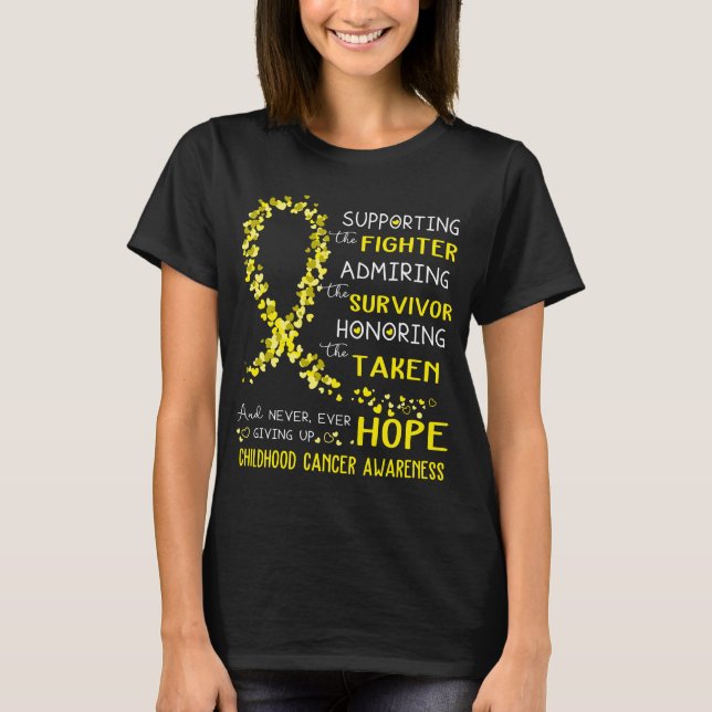 Childhood Cancer Warrior Supporting Fighter T-Shirt (Front)