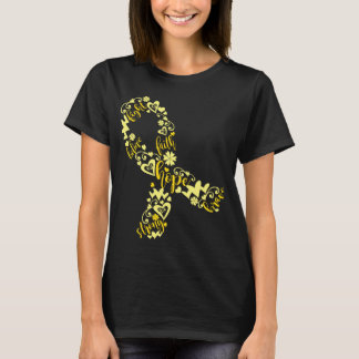 childhood cancer yellow ribbon fight believe faith T-Shirt