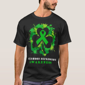 Childhood Depression Awareness Ribbon Shamrock Sai T-Shirt