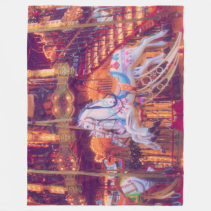 childhood dream - old horse carousel fleece blanket